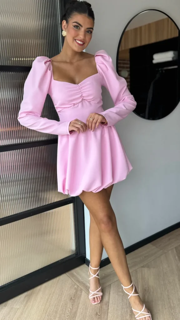 ALLYSON Day Dresses | Occasion Dresses^Vikki Rose Pink Long Sleeve Skater Mini Dress