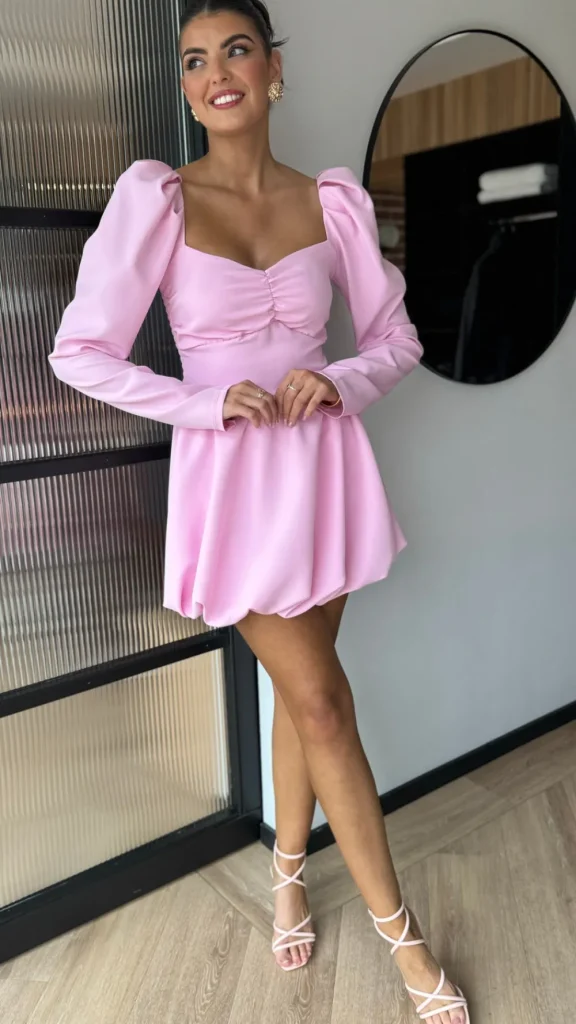 ALLYSON Day Dresses | Occasion Dresses^Vikki Rose Pink Long Sleeve Skater Mini Dress
