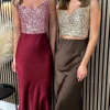COPPEROSE Skirts & Shorts^Yaella Burgundy Satin Slip Skirt
