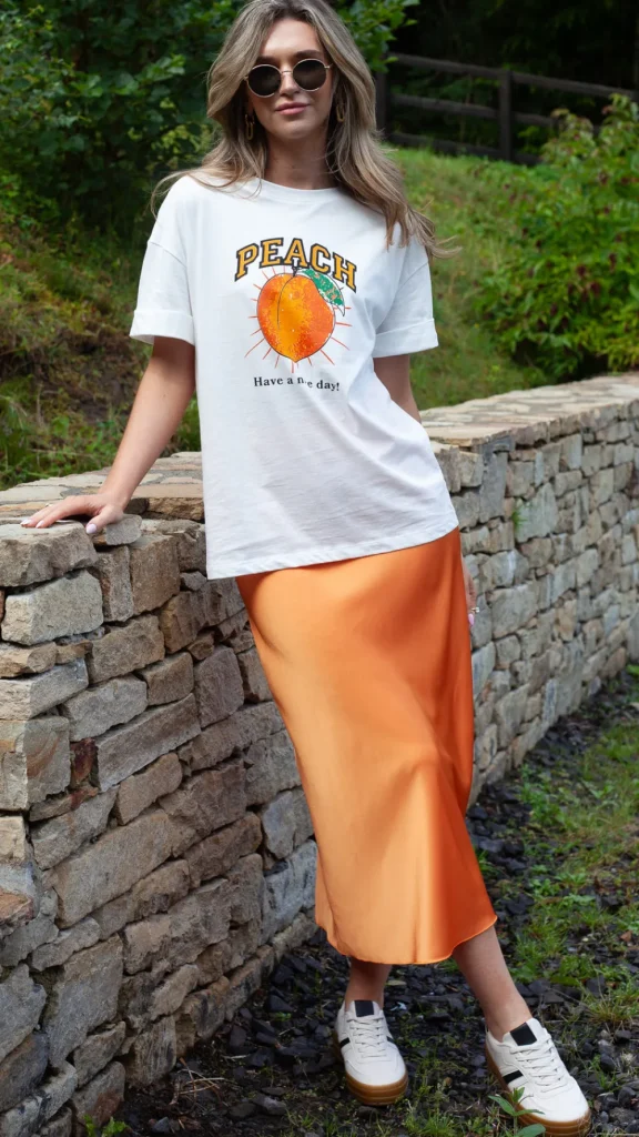 COPPEROSE Skirts & Shorts^Yaella Orange Midi Skirt