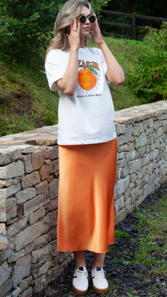 COPPEROSE Skirts & Shorts^Yaella Orange Midi Skirt
