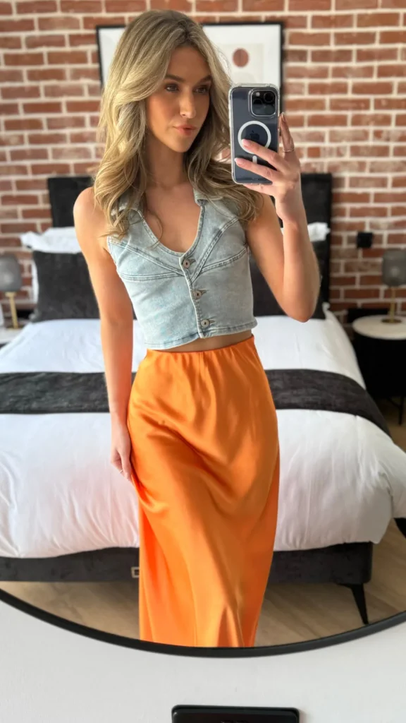 COPPEROSE Skirts & Shorts^Yaella Orange Midi Skirt