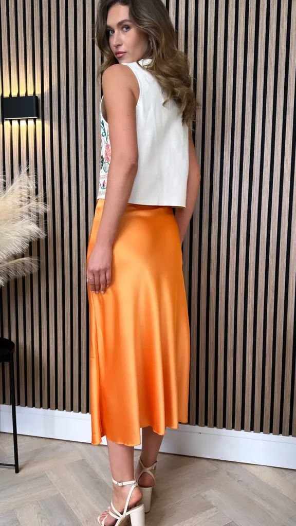 COPPEROSE Skirts & Shorts^Yaella Orange Midi Skirt