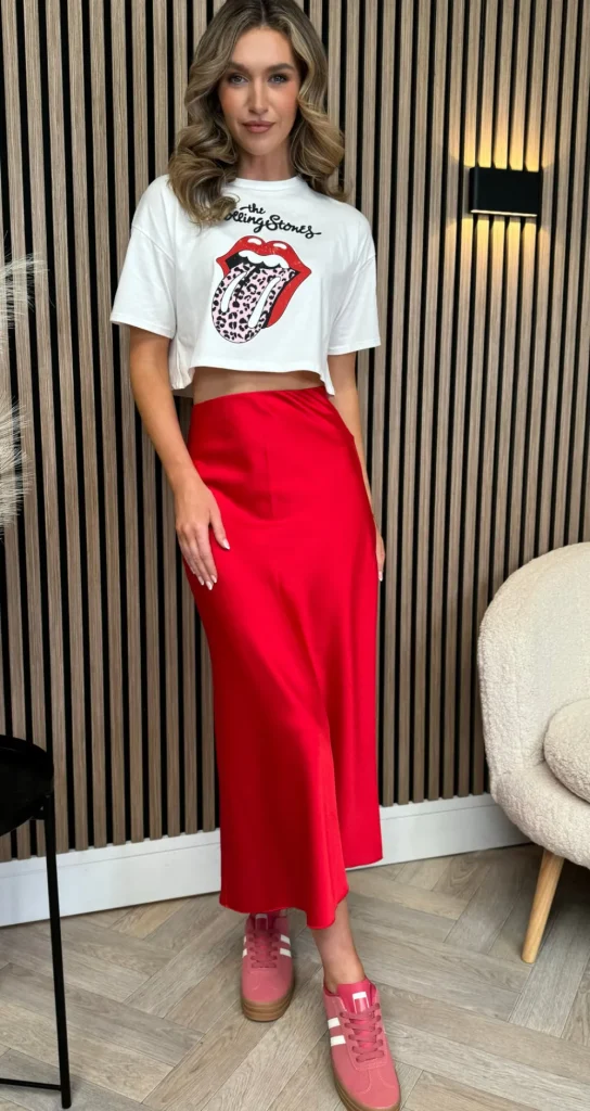 COPPEROSE Skirts & Shorts^Yaella Red Midi Skirt