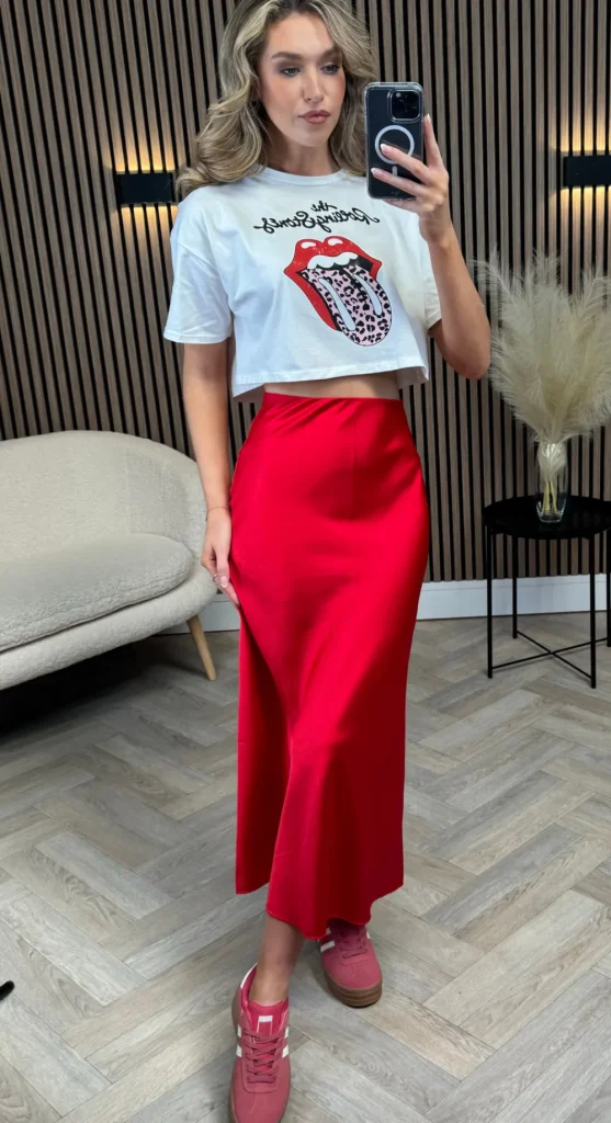 COPPEROSE Skirts & Shorts^Yaella Red Midi Skirt