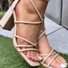 EWANY Heels^Yara Nude Strappy Block Heeled Sandal