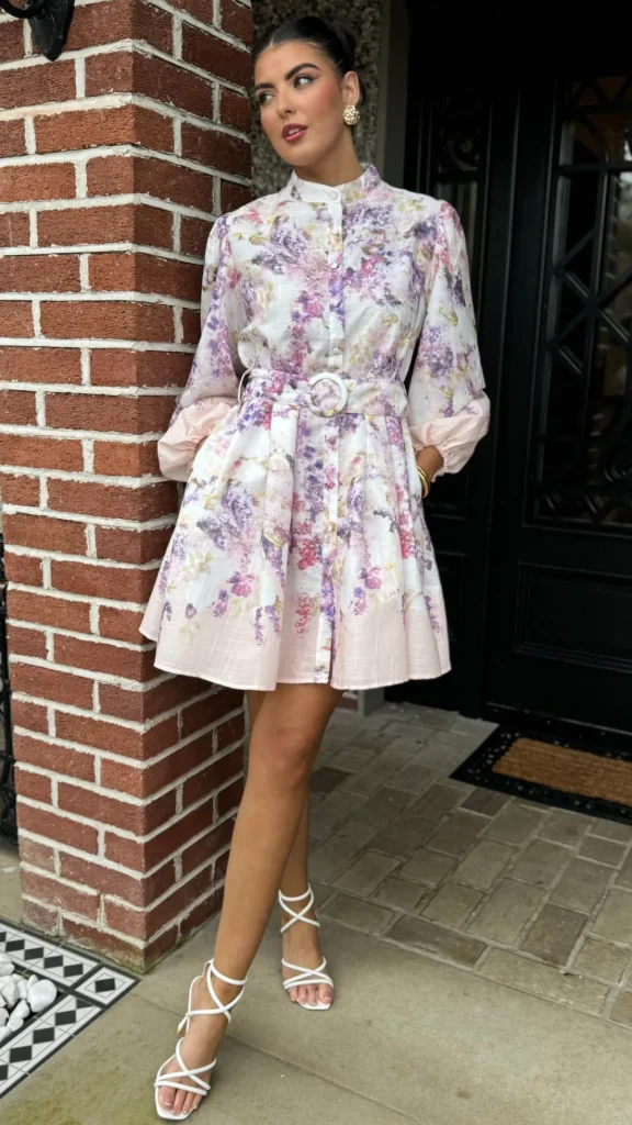 TIMELY Going Out Dresses | Occasion Dresses^Yvaine Purple & Beige Floral Printed Mini Dress