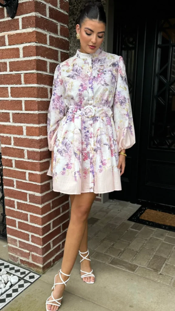 TIMELY Going Out Dresses | Occasion Dresses^Yvaine Purple & Beige Floral Printed Mini Dress