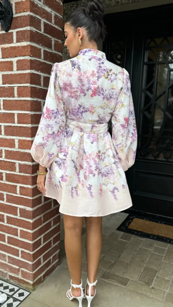 TIMELY Going Out Dresses | Occasion Dresses^Yvaine Purple & Beige Floral Printed Mini Dress