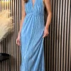 LUCCE Going Out Dresses | Occasion Dresses^Zaynee Blue Halterneck Detail Midi Dress