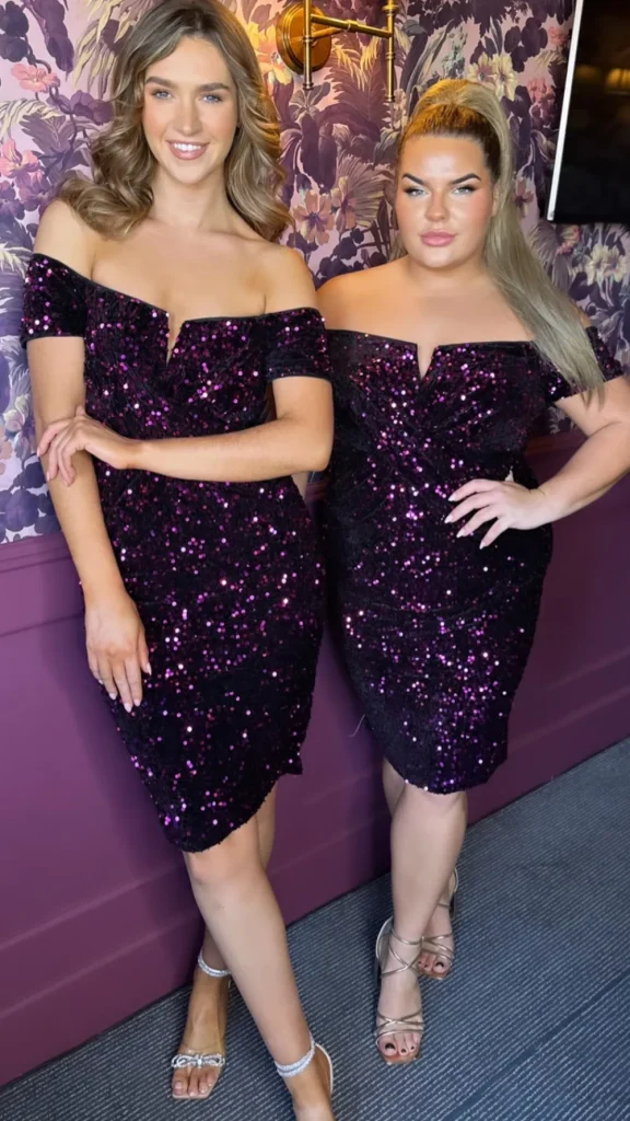 GIRL IN MIND Going Out Dresses | Occasion Dresses^Zeren Purple Off The Shoulder Sequin Velvet Midi Dress