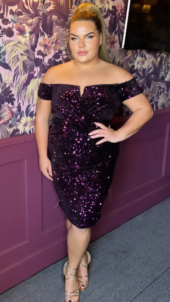 GIRL IN MIND Going Out Dresses | Occasion Dresses^Zeren Purple Off The Shoulder Sequin Velvet Midi Dress